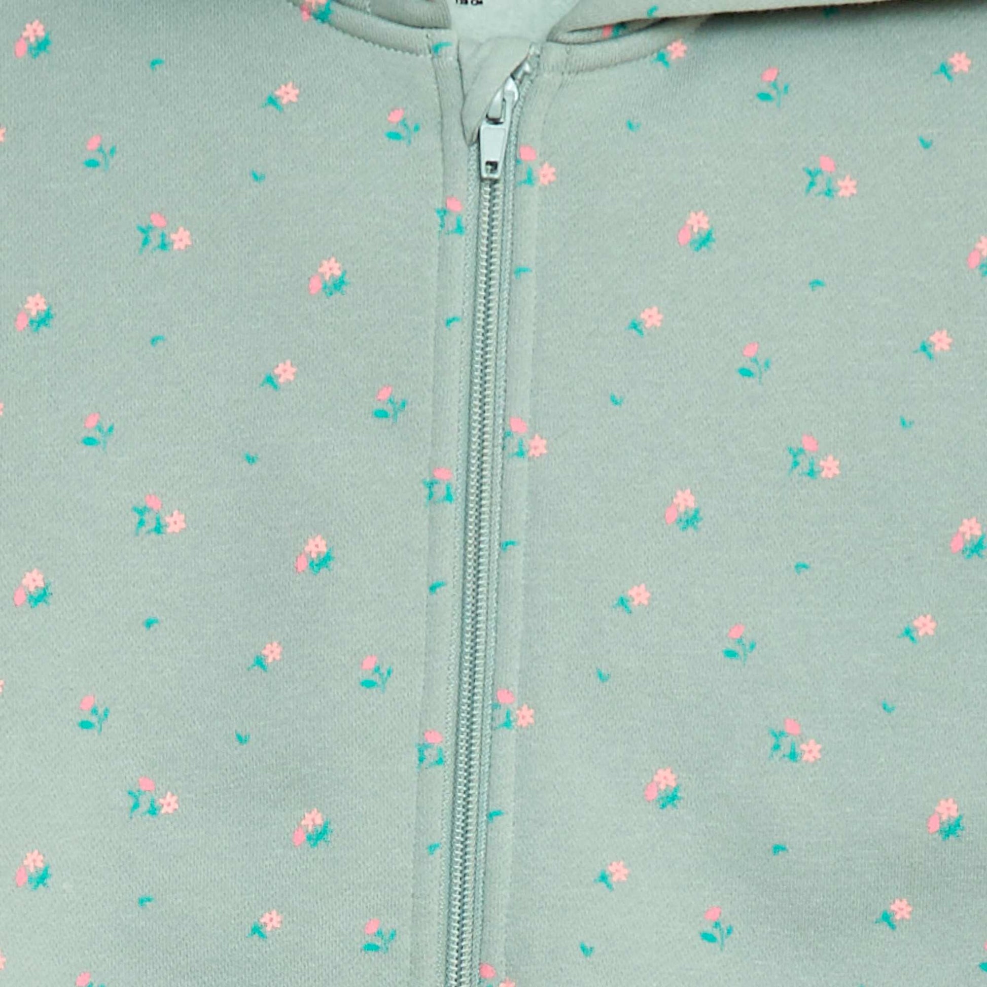 Sweat zippé à capuche avec imprimé BLEU
