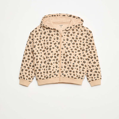 Sweat zippé à capuche avec imprimé LéOPARD