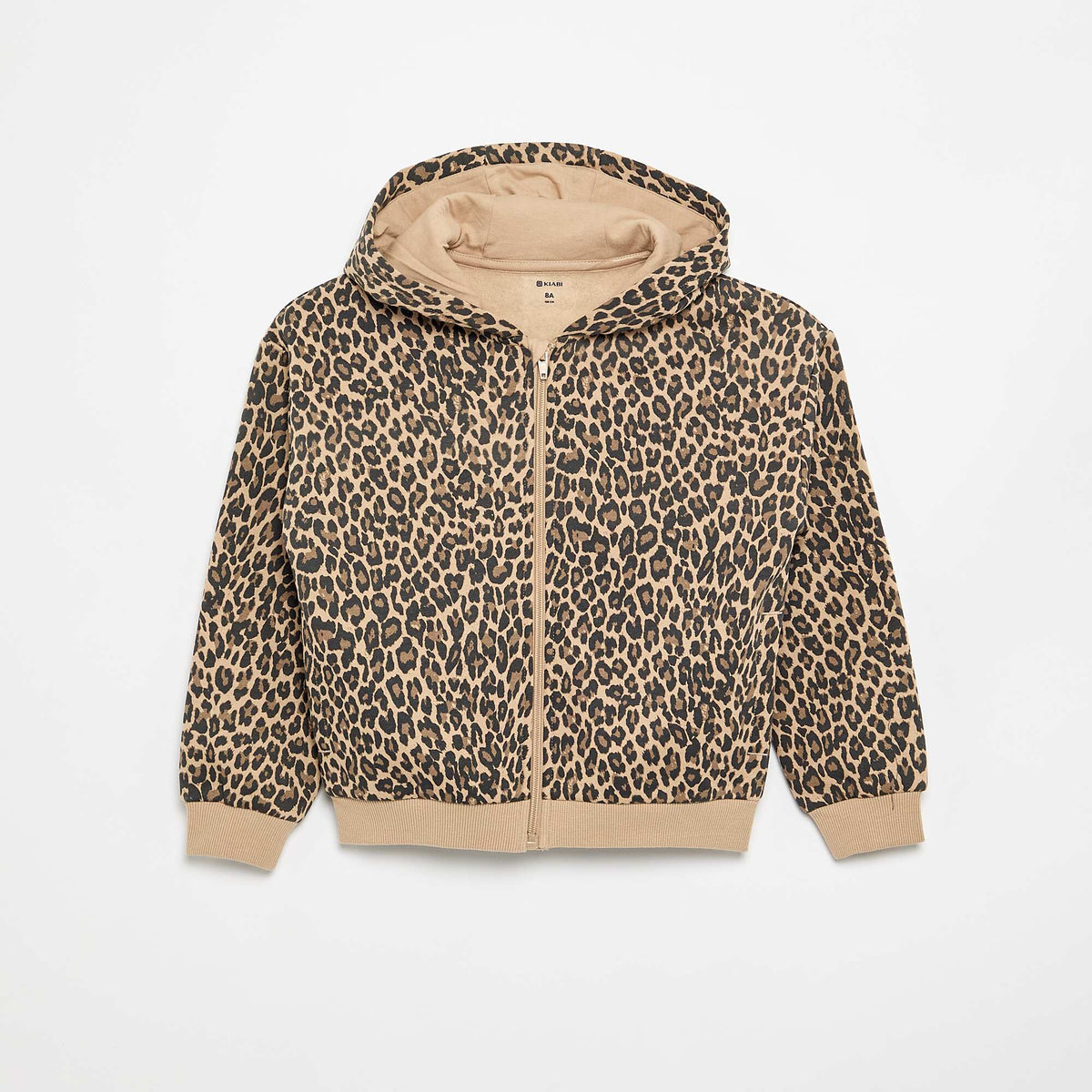 Sweat zippé à capuche avec imprimé all over BEIGE