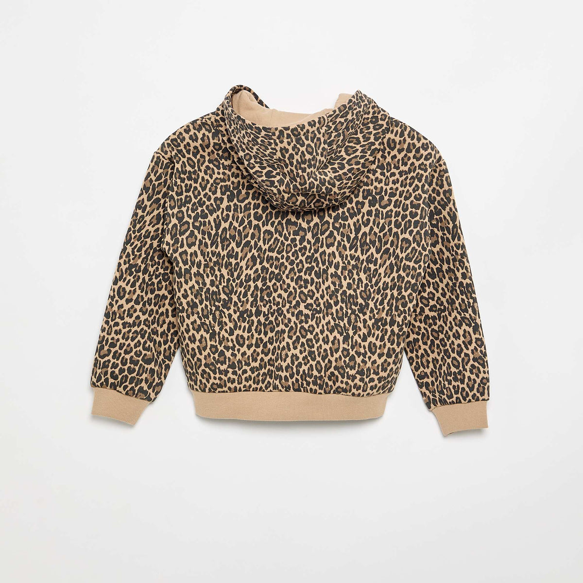 Sweat zippé à capuche avec imprimé all over BEIGE