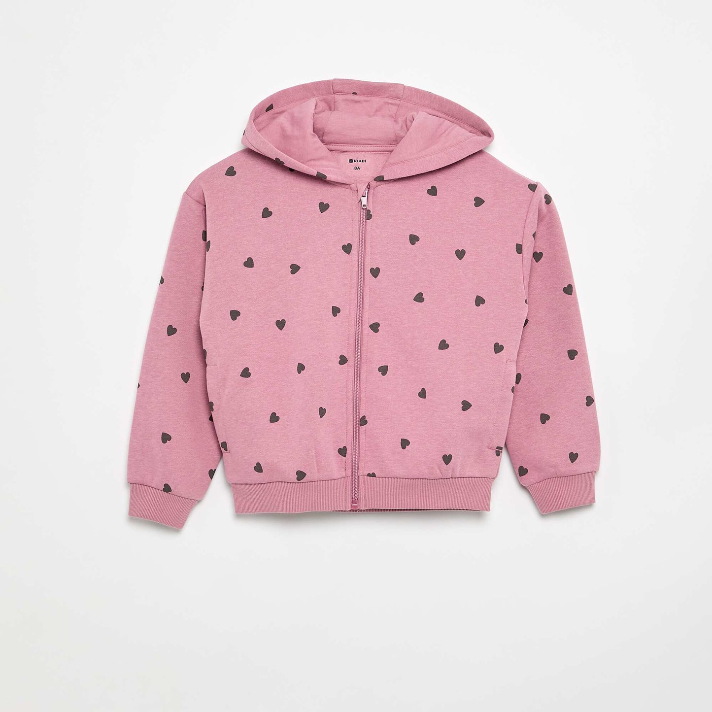 Sweat zippé à capuche avec imprimé all over ROSE
