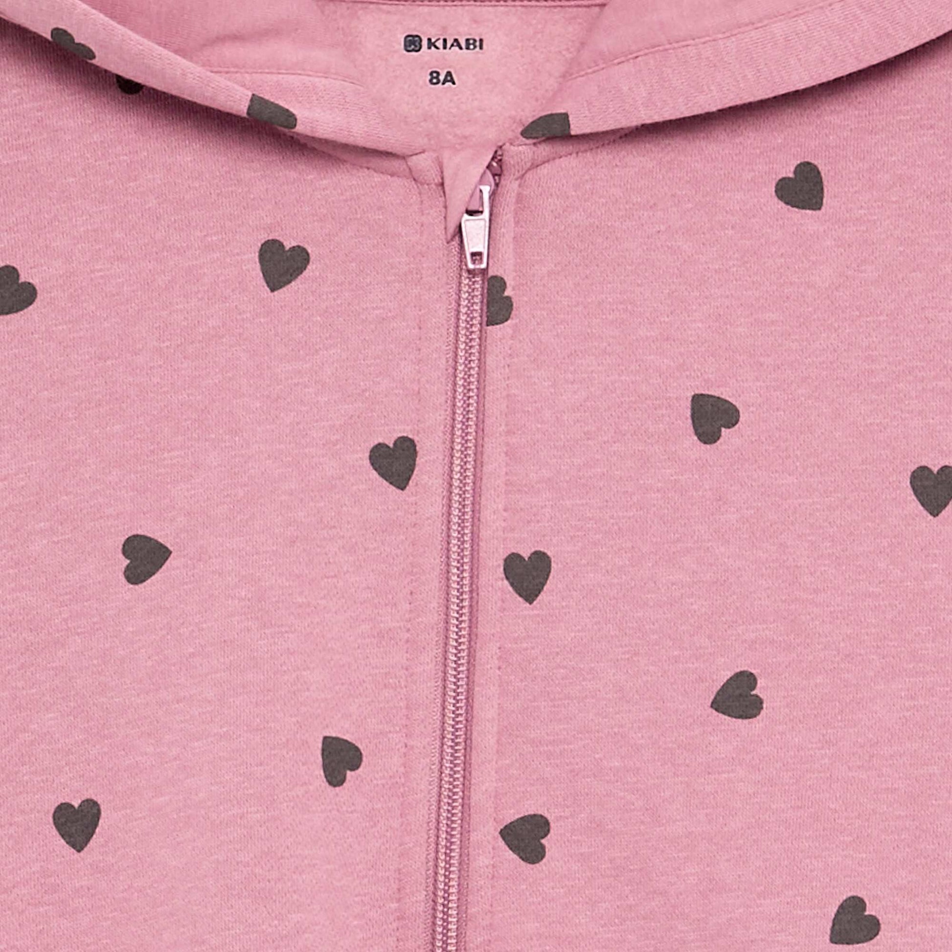 Sweat zippé à capuche avec imprimé all over ROSE