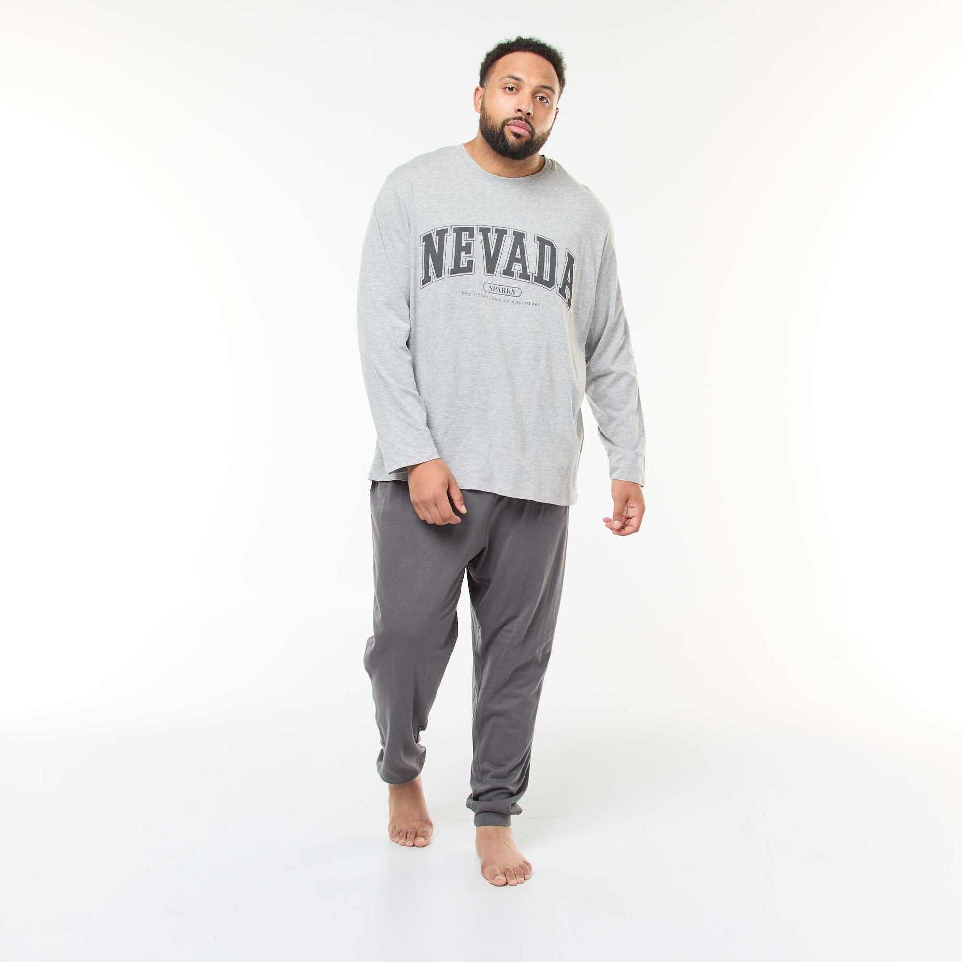 Ensemble pyjama long en jersey t-shirt + pantalon - 2 pièces GRIS