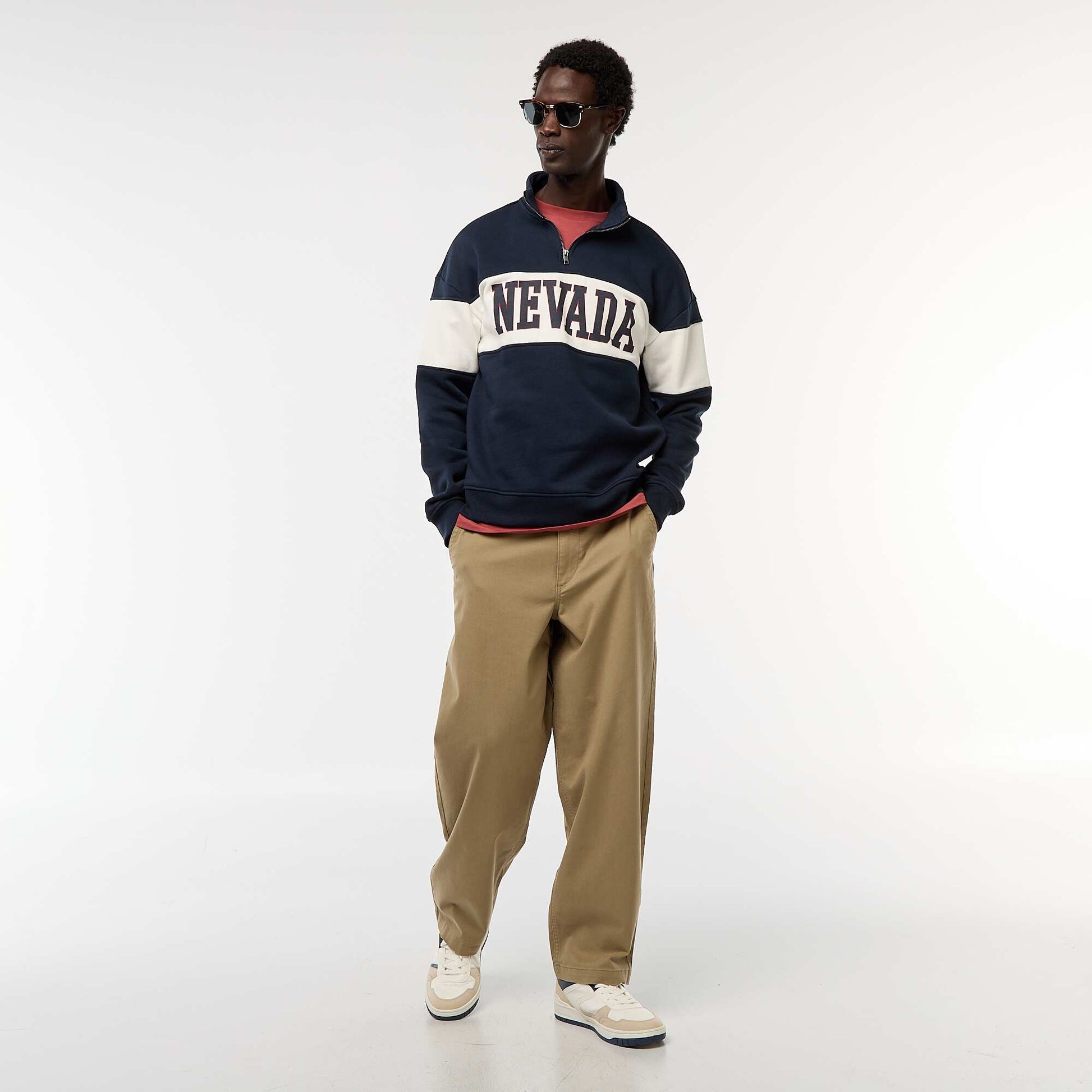 Pantalon large / wide leg uni en twill VERT