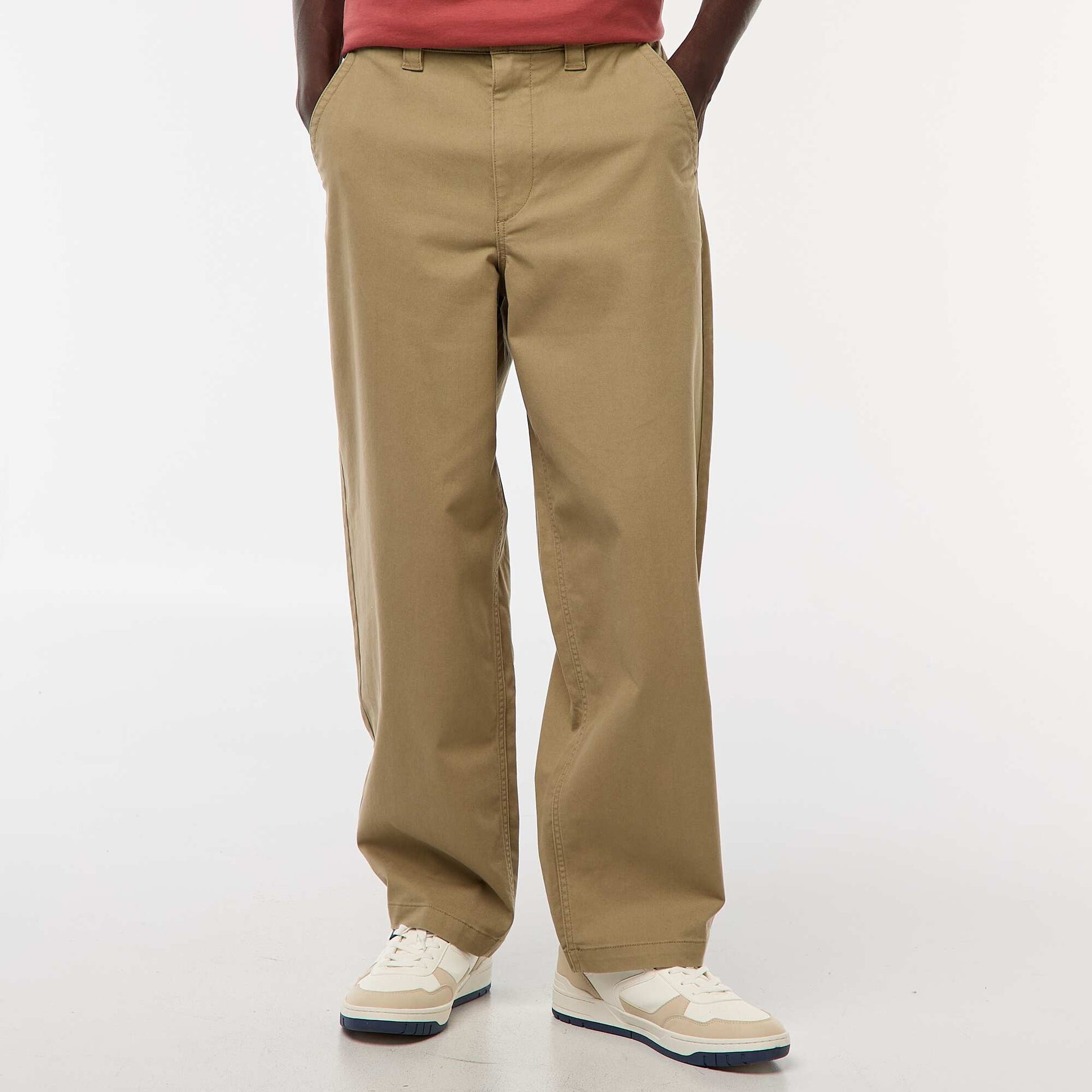 Pantalon large / wide leg uni en twill VERT