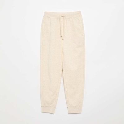 Pantalon de jogging uni avec taille élastiquée BEIGE