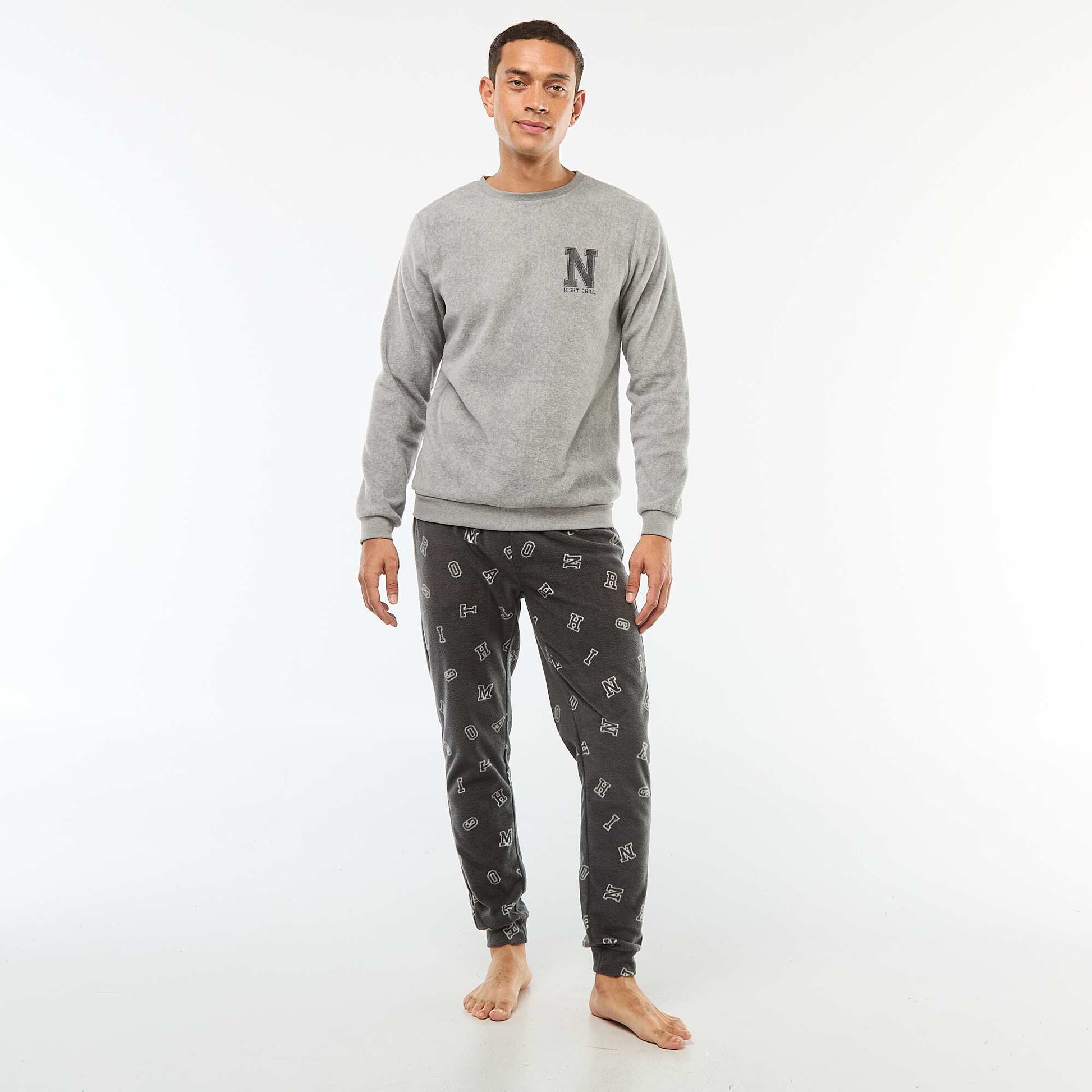 Ensemble pyjama en polaire t-shirt + pantalon - 2 pièces GRIS