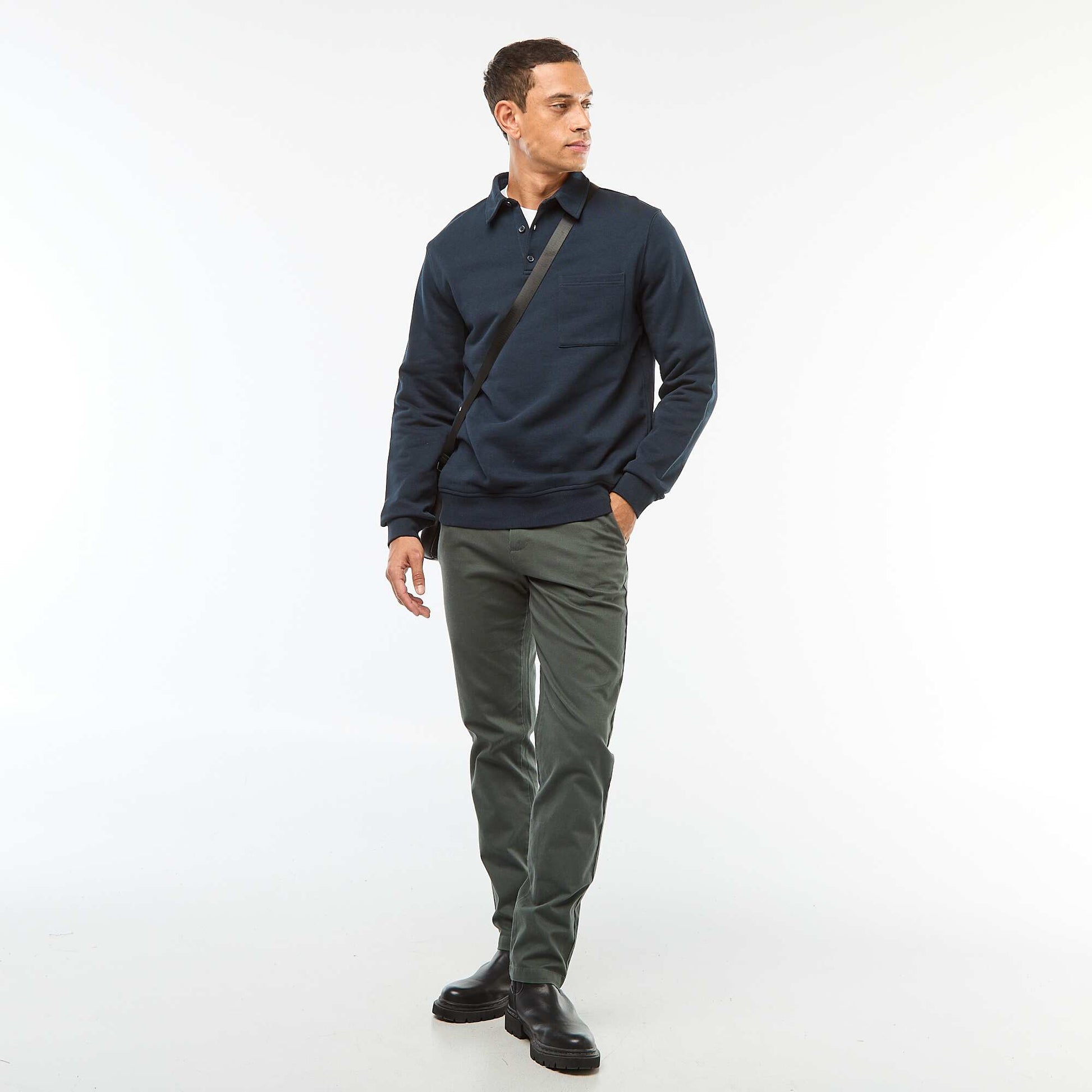 Pantalon en maille piquée uni VERT