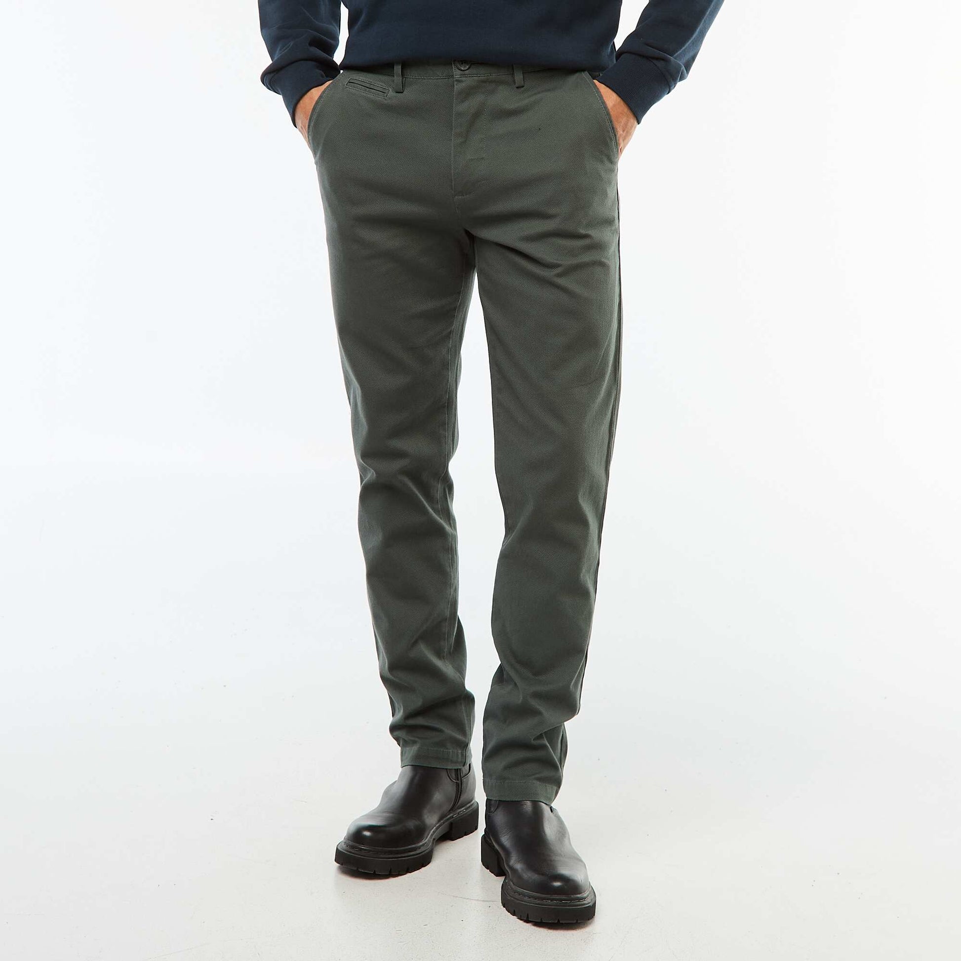 Pantalon en maille piquée uni VERT