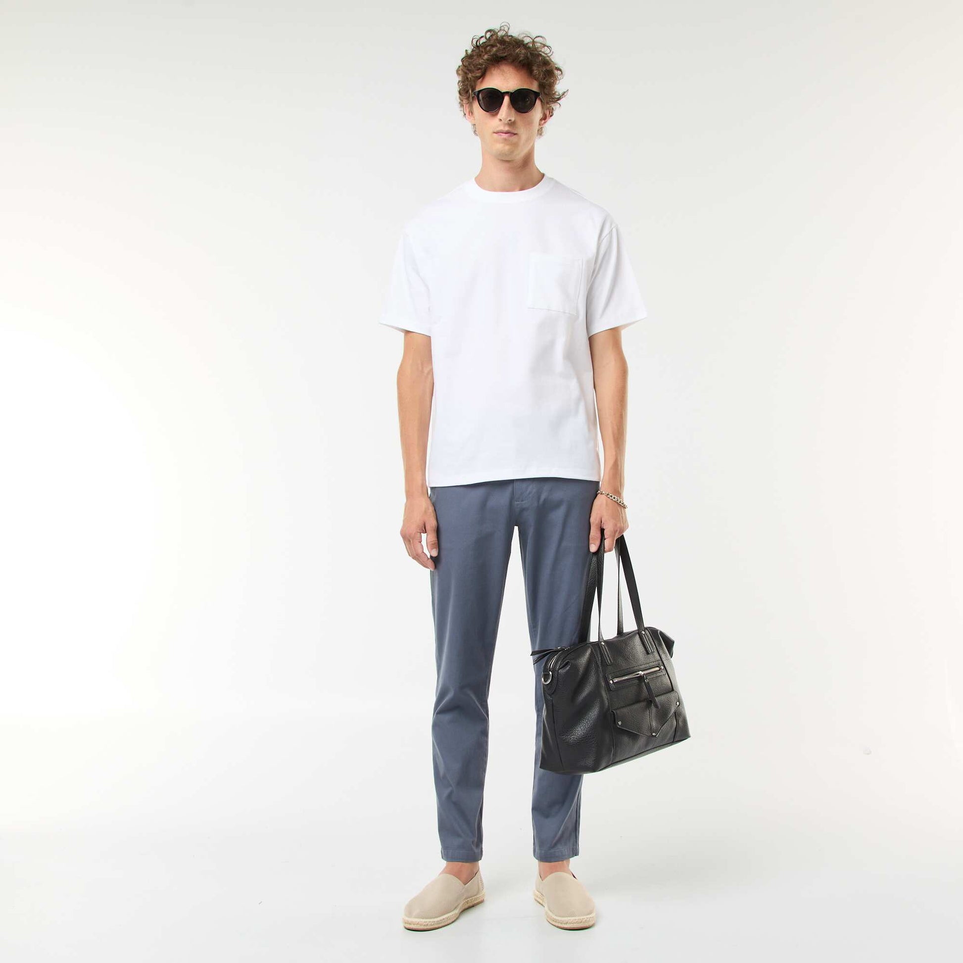 Pantalon en maille piquée uni GRIS