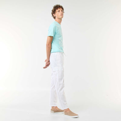 Pantalon multipoches avec ceinture élastiquée + cordons BLANC