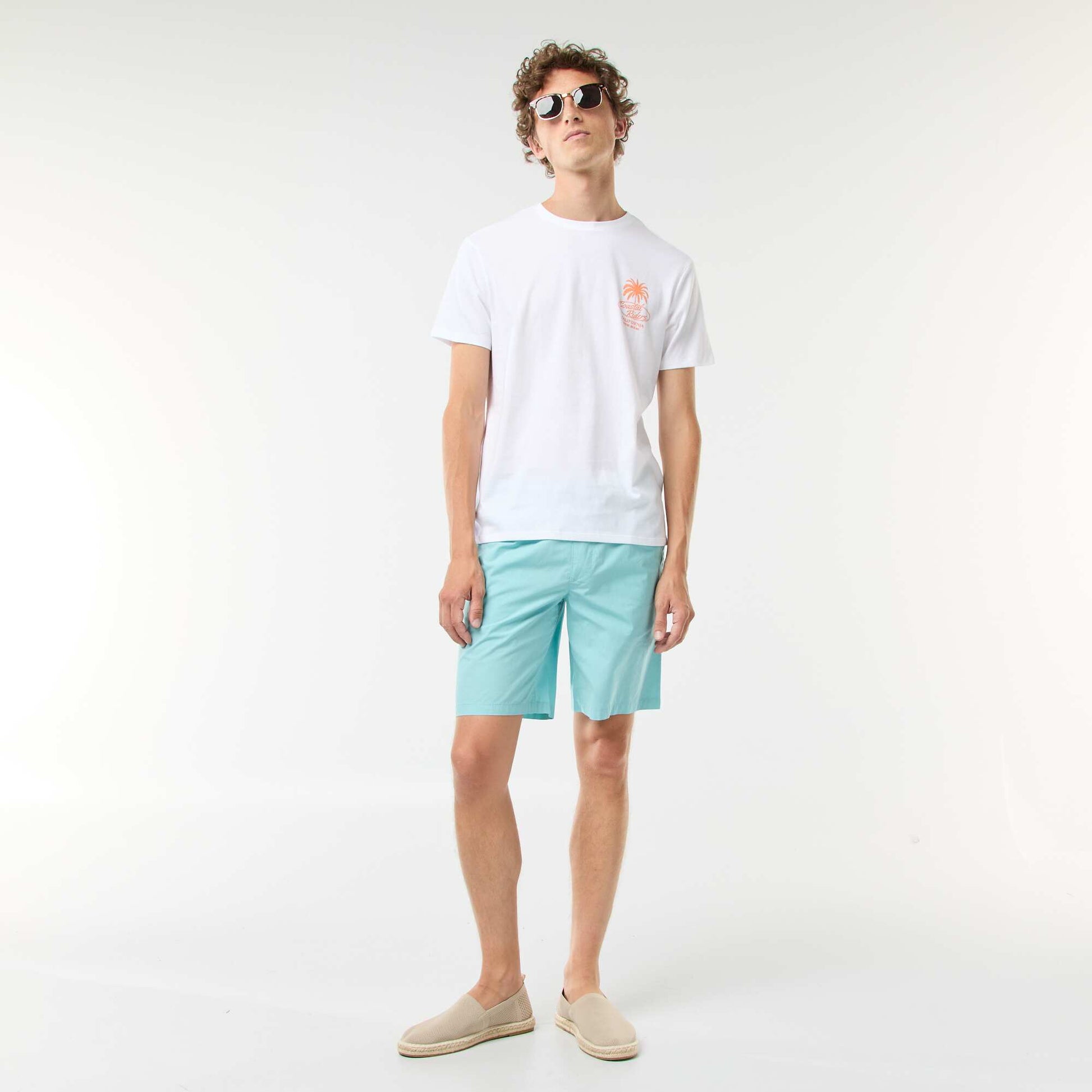 Bermuda chino uni avec cordons de serrage BLEU