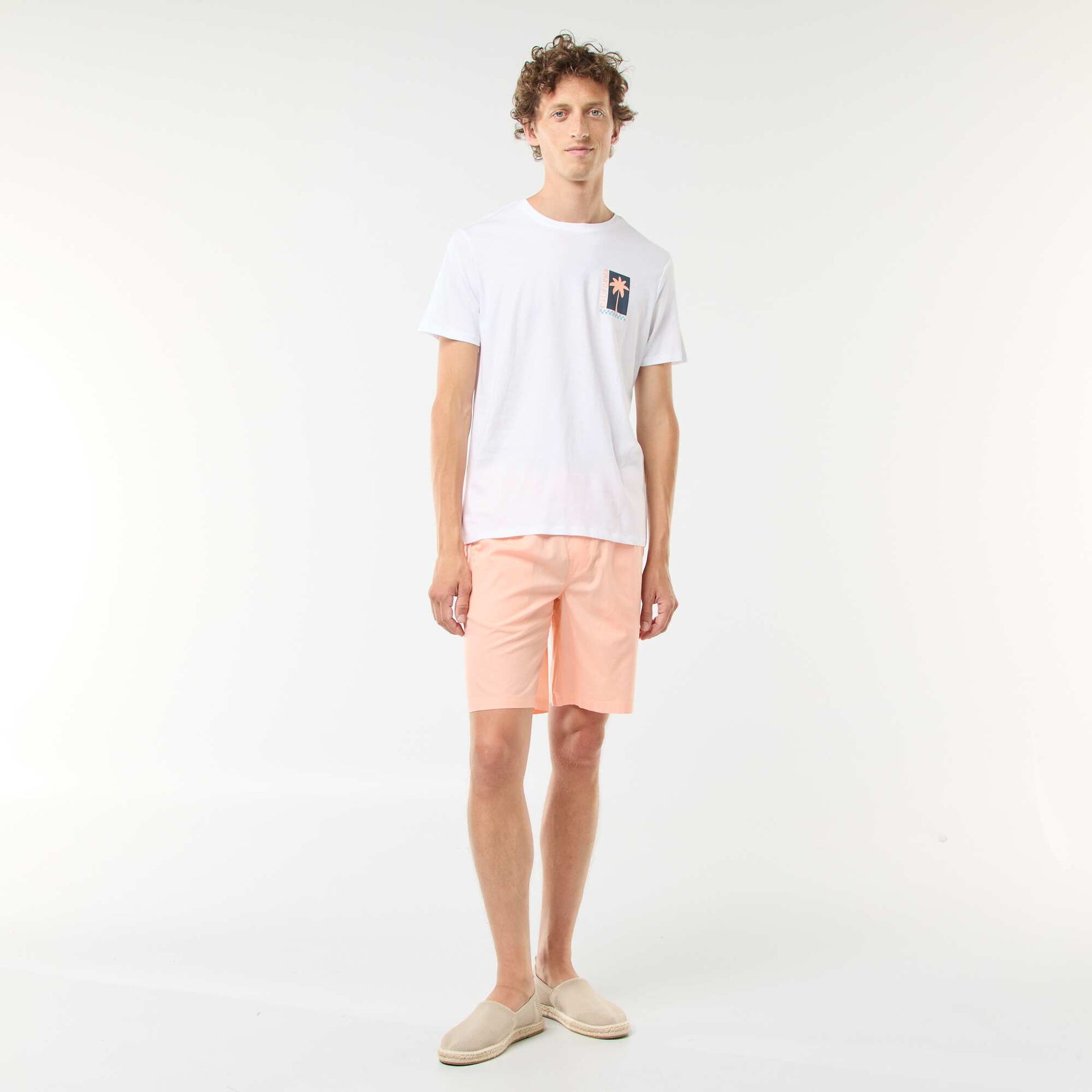 Bermuda chino uni avec cordons de serrage ORANGE