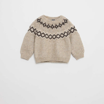 Pull chaud jacquard BEIGE
