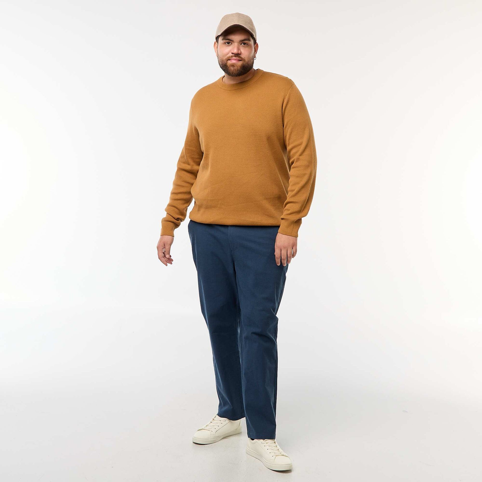Pantalon chino uni en coton stretch BLEU