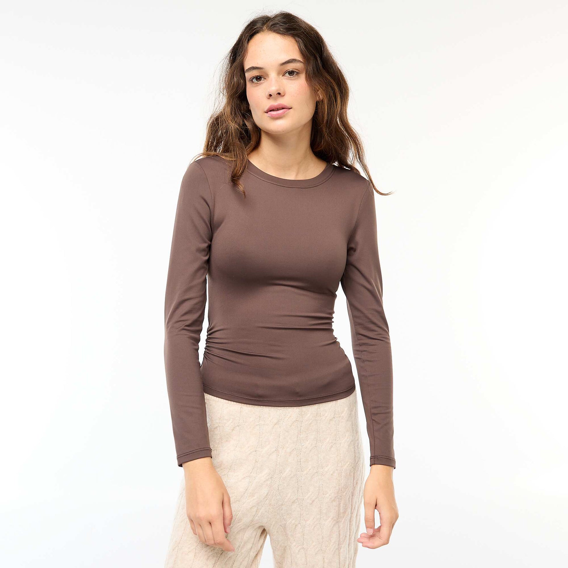Tee-shirt cropped avec effet froissé MARRON