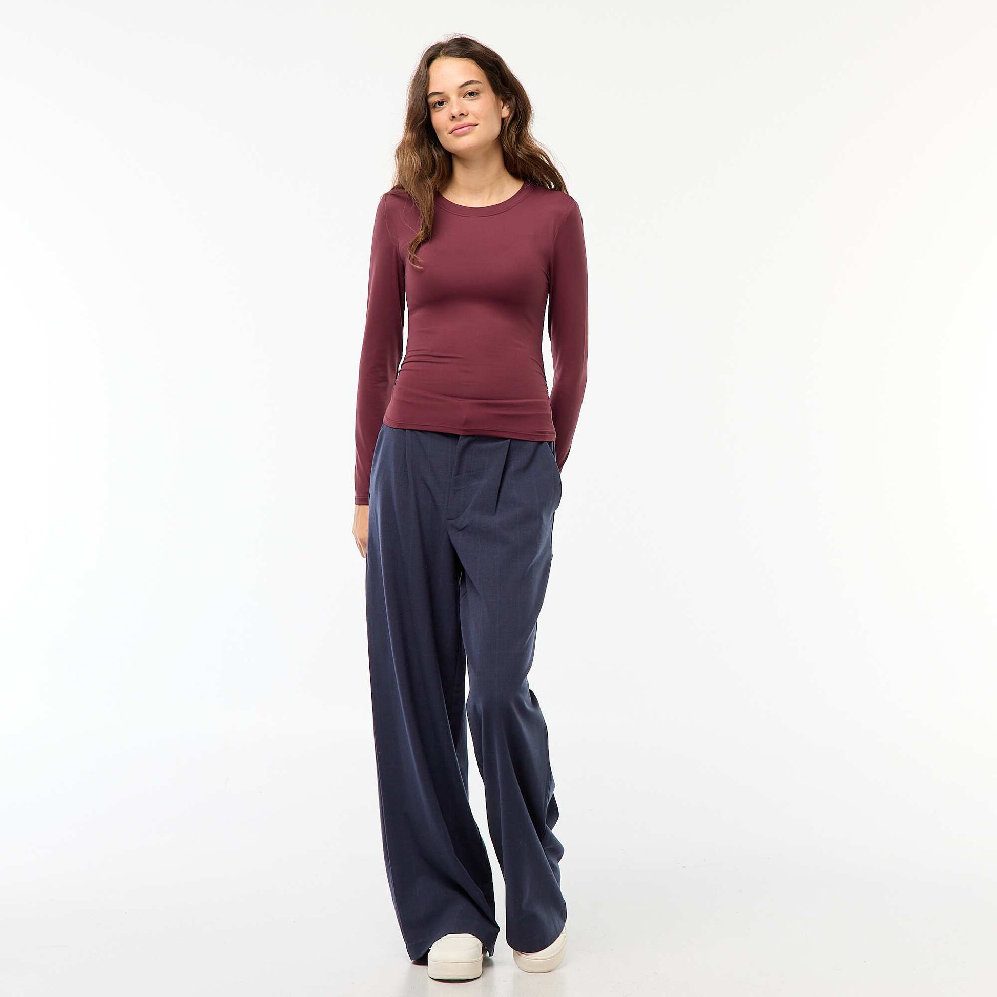 Tee-shirt cropped avec effet froissé ROUGE