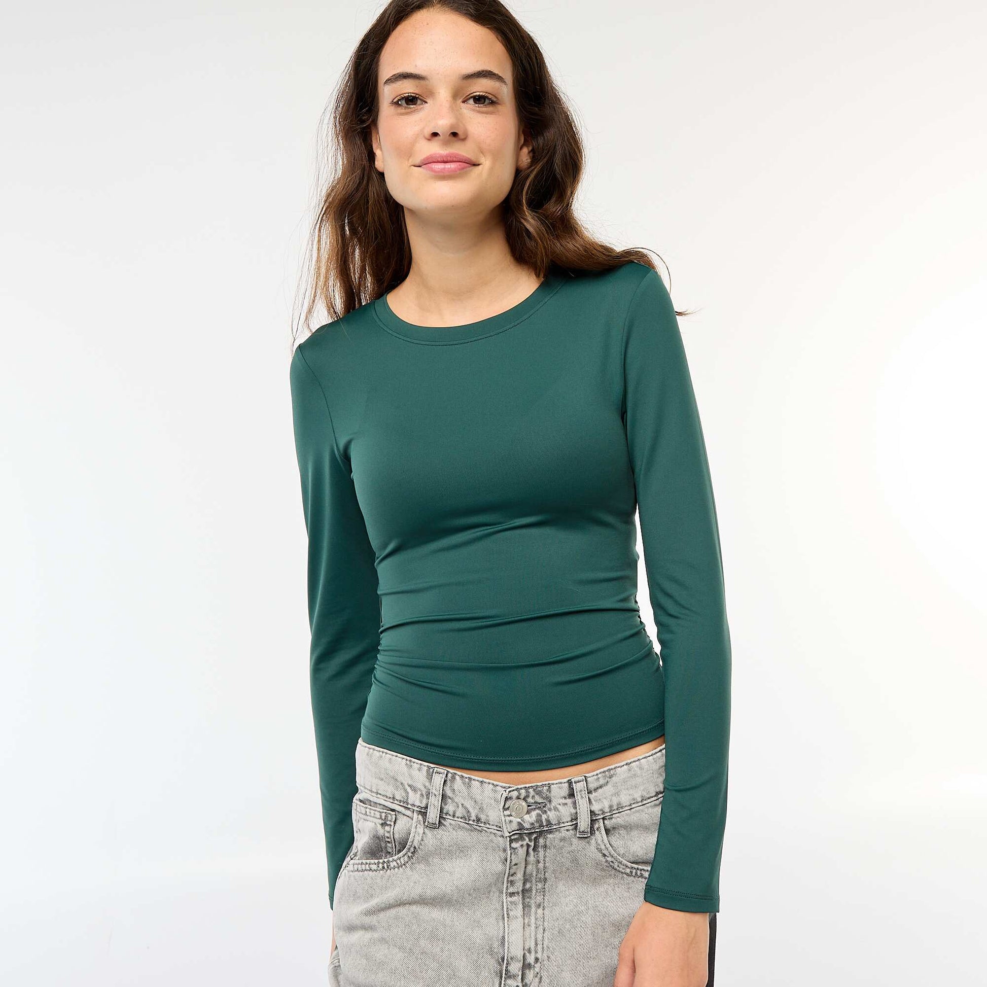 Tee-shirt cropped avec effet froissé VERT