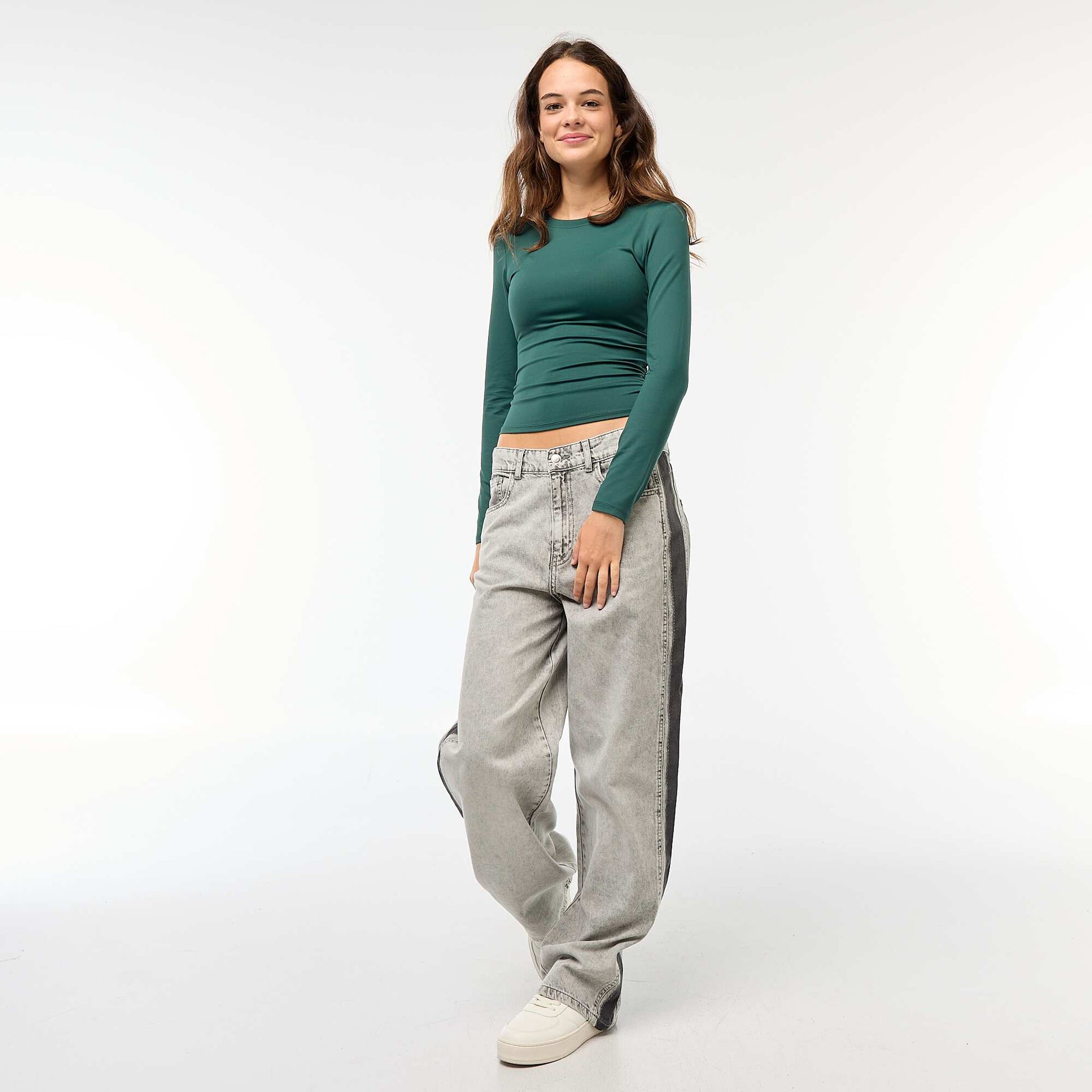 Tee-shirt cropped avec effet froissé VERT