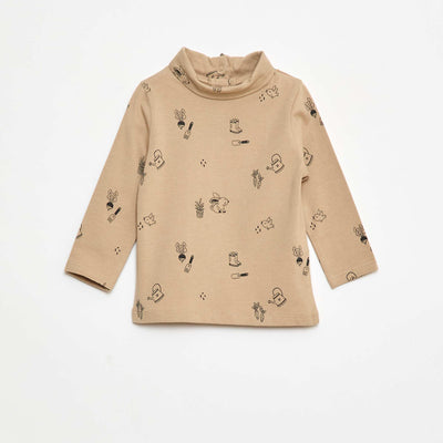 Sous-pull avec col montant à motif BEIGE