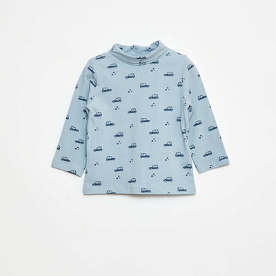 Sous-pull avec col montant à motif BLEU