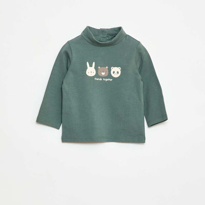 Sous-pull avec col montant à motif VERT