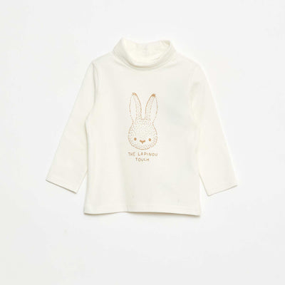Sous-pull avec col montant à motif BLANC