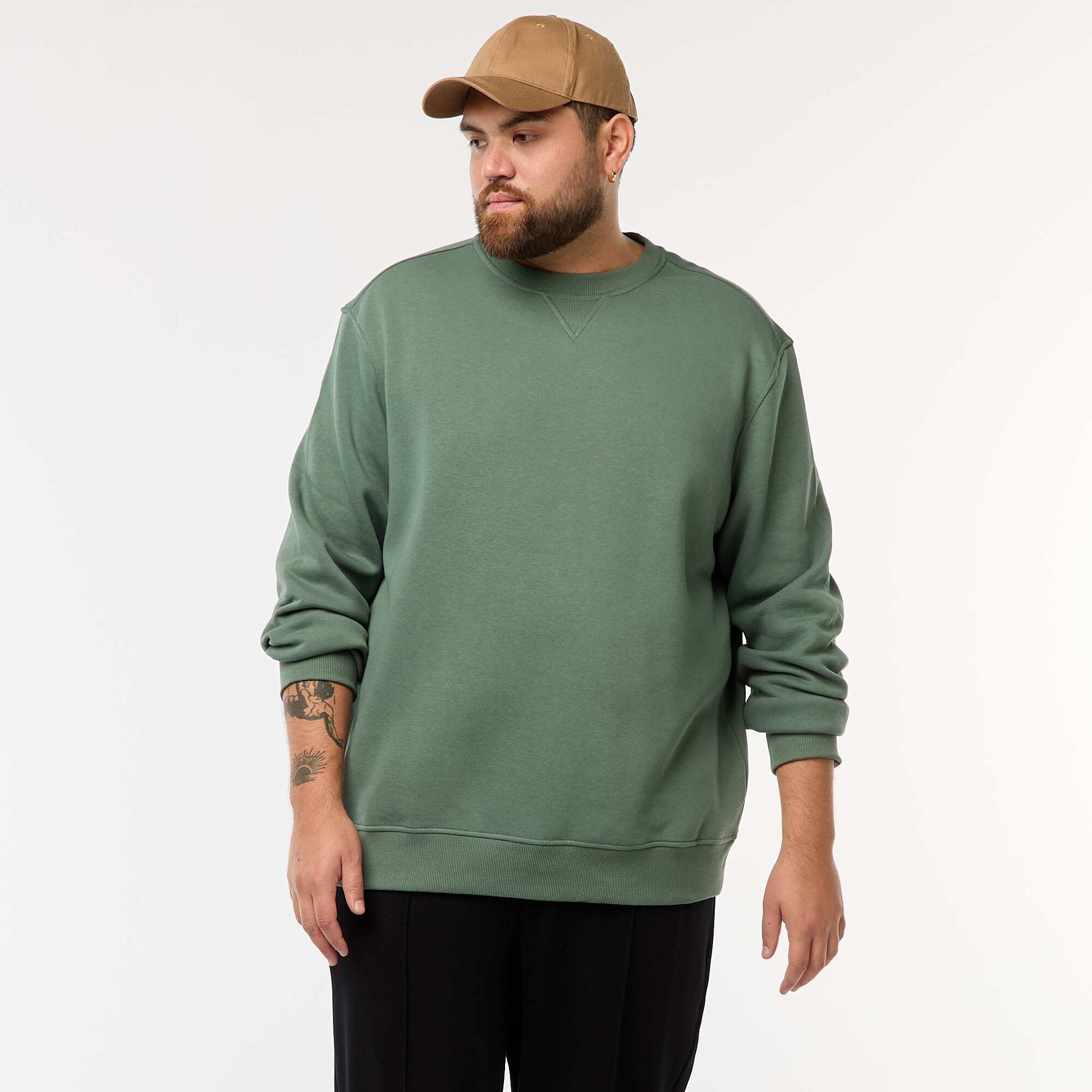 Sweat à col rond uni VERT