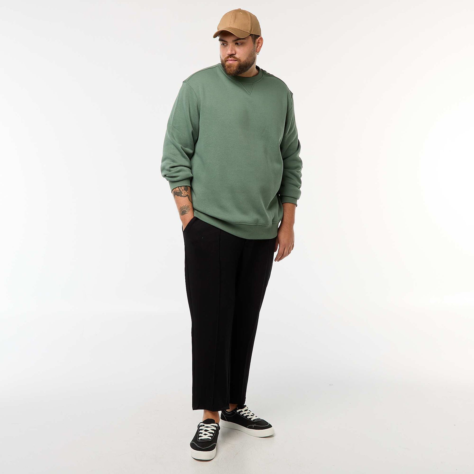 Sweat à col rond uni VERT