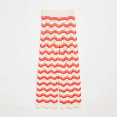 Pantalon en crochet avec motifs ROUGE