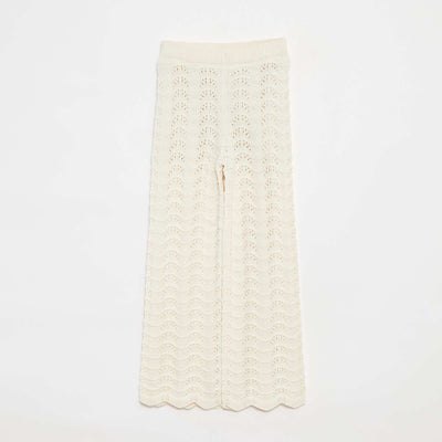 Pantalon en crochet avec motifs BLANC