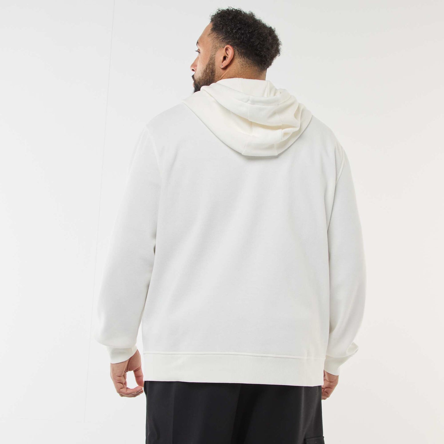 Sweat en maille piquée avec ouverture zippée et capuche BLANC