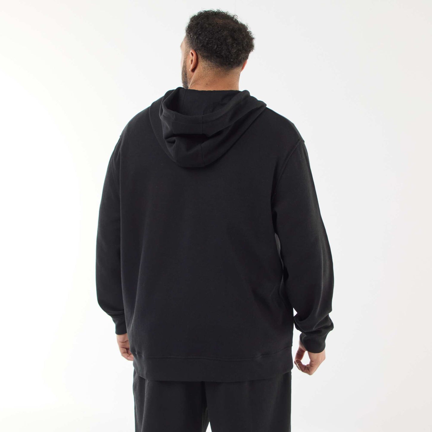 Sweat en maille piquée avec ouverture zippée et capuche NOIR