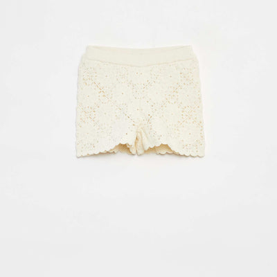 Short en crochet avec bords ondulés BLANC