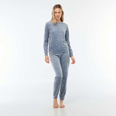 Ensemble pyjama long polaire t-shirt + pantalon - 2 pièces BLEU