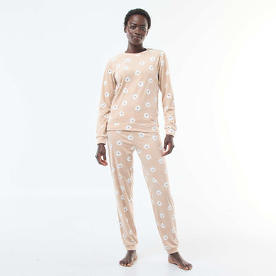 Ensemble pyjama long polaire t-shirt + pantalon - 2 pièces GRIS