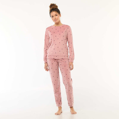 Ensemble pyjama long polaire t-shirt + pantalon - 2 pièces ROSE