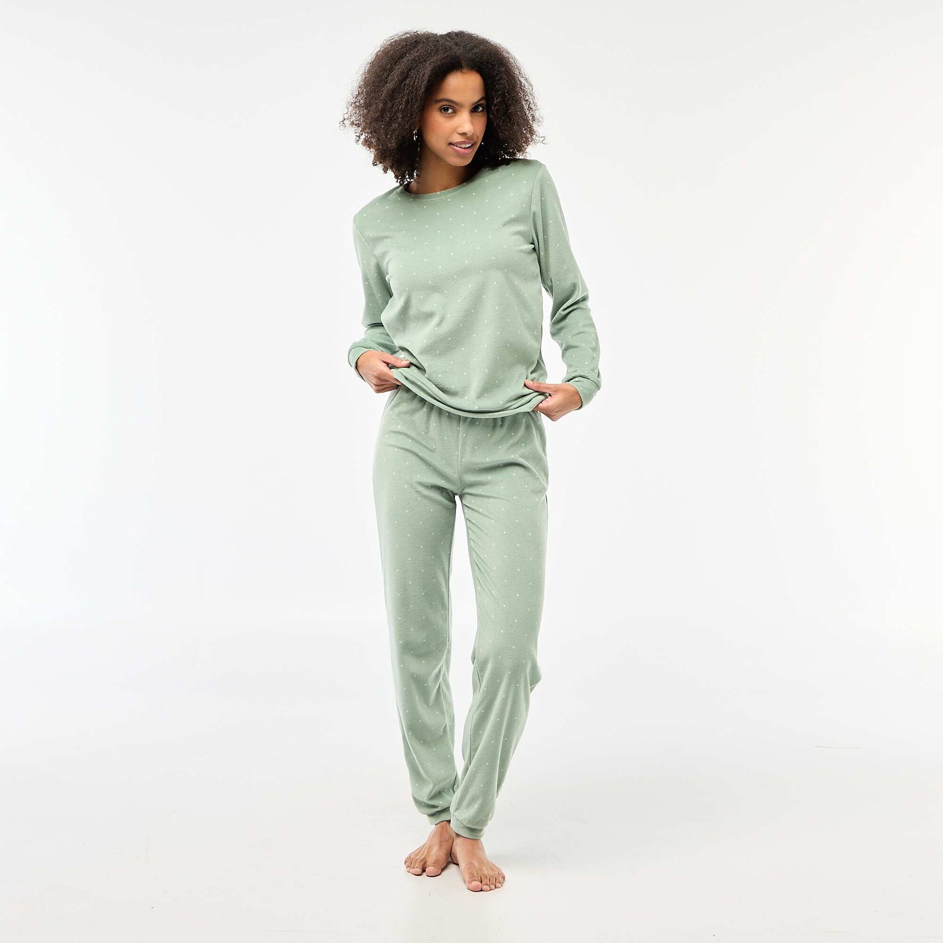 Ensemble pyjama long polaire t-shirt + pantalon - 2 pièces BLEU