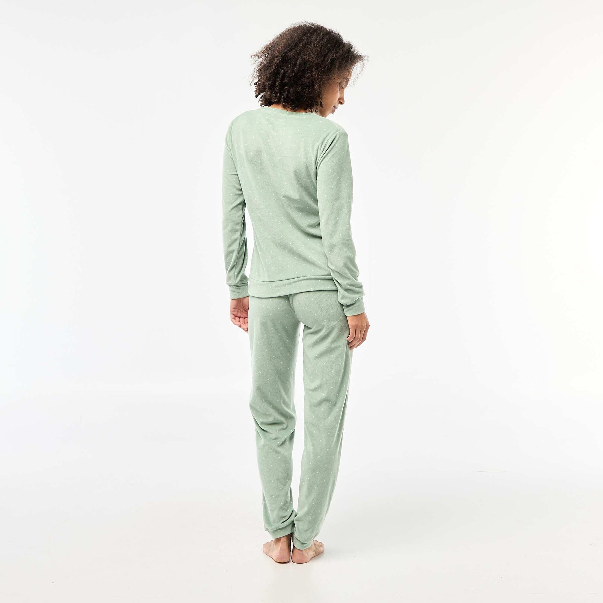 Ensemble pyjama long polaire t-shirt + pantalon - 2 pièces BLEU