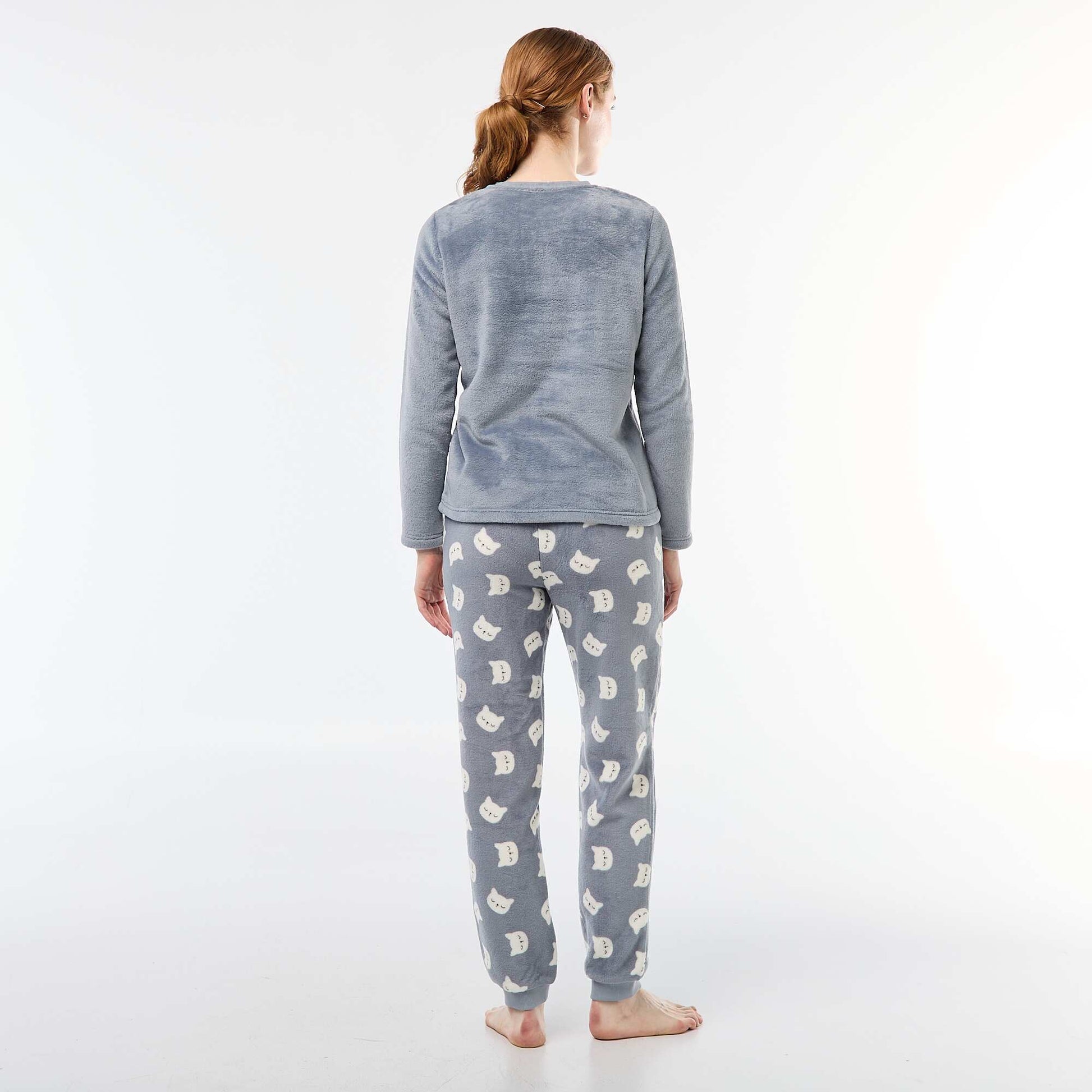 Pyjama long en maille doudou - 2 pièces BLEU
