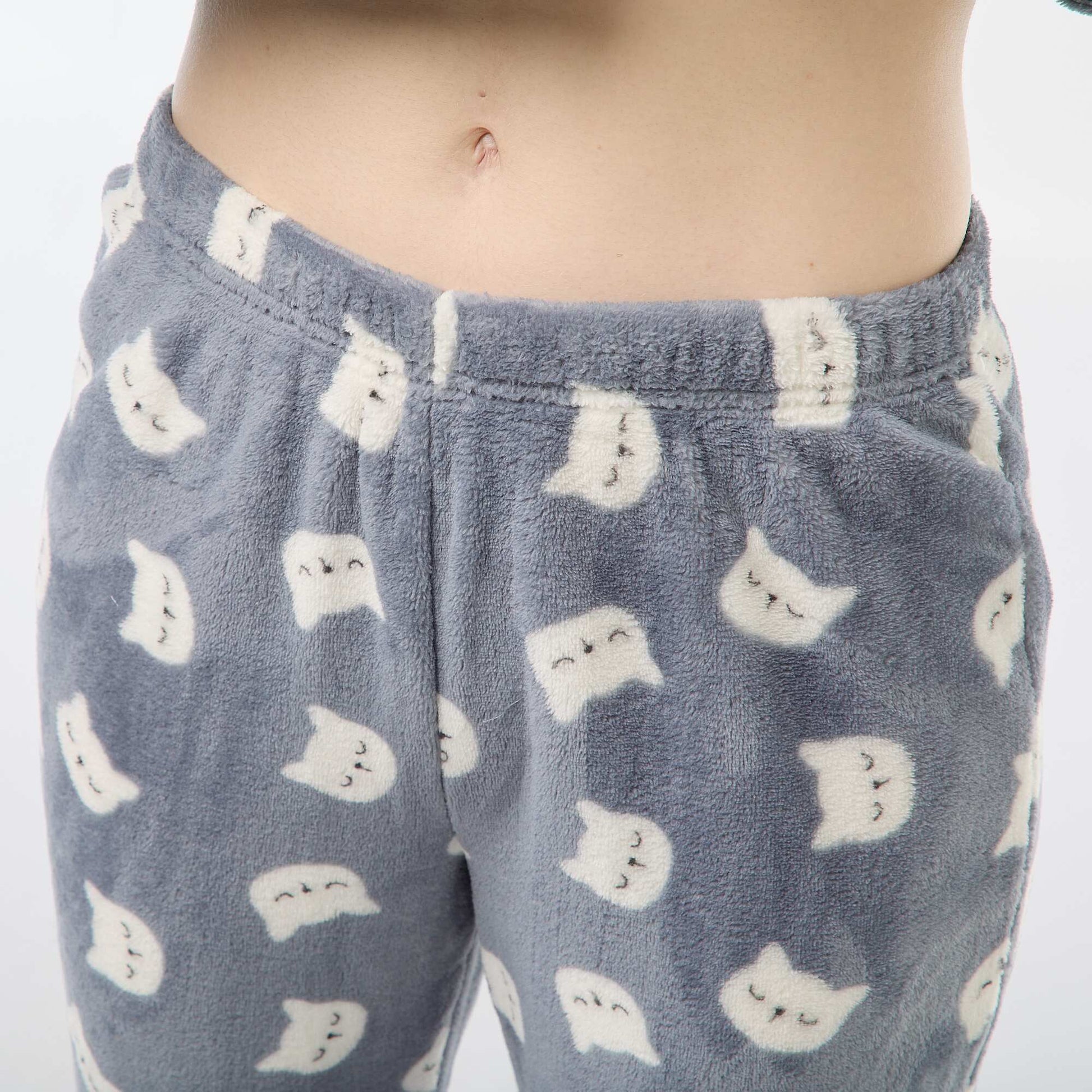 Pyjama long en maille doudou - 2 pièces BLEU