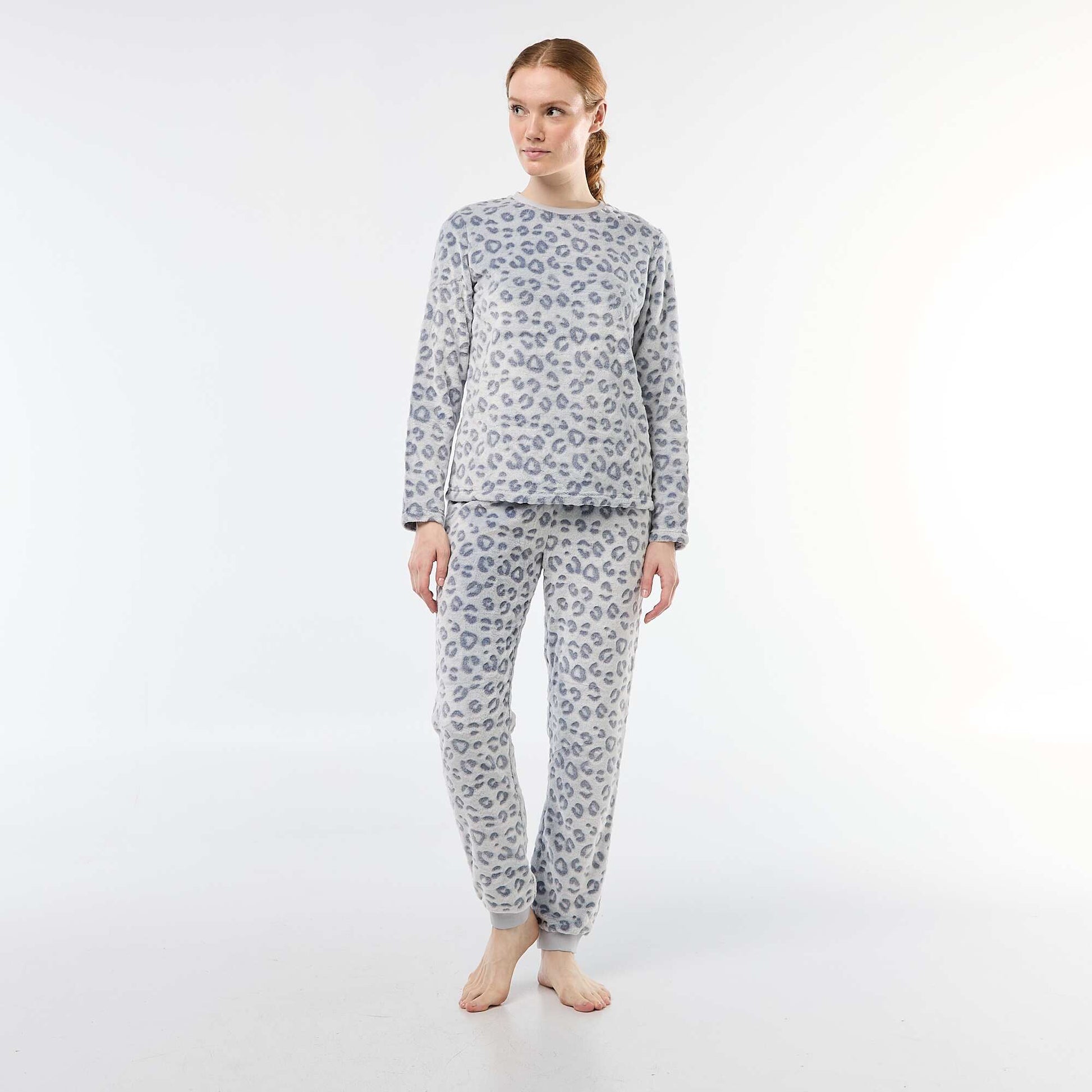 Pyjama long en maille doudou - 2 pièces GRIS