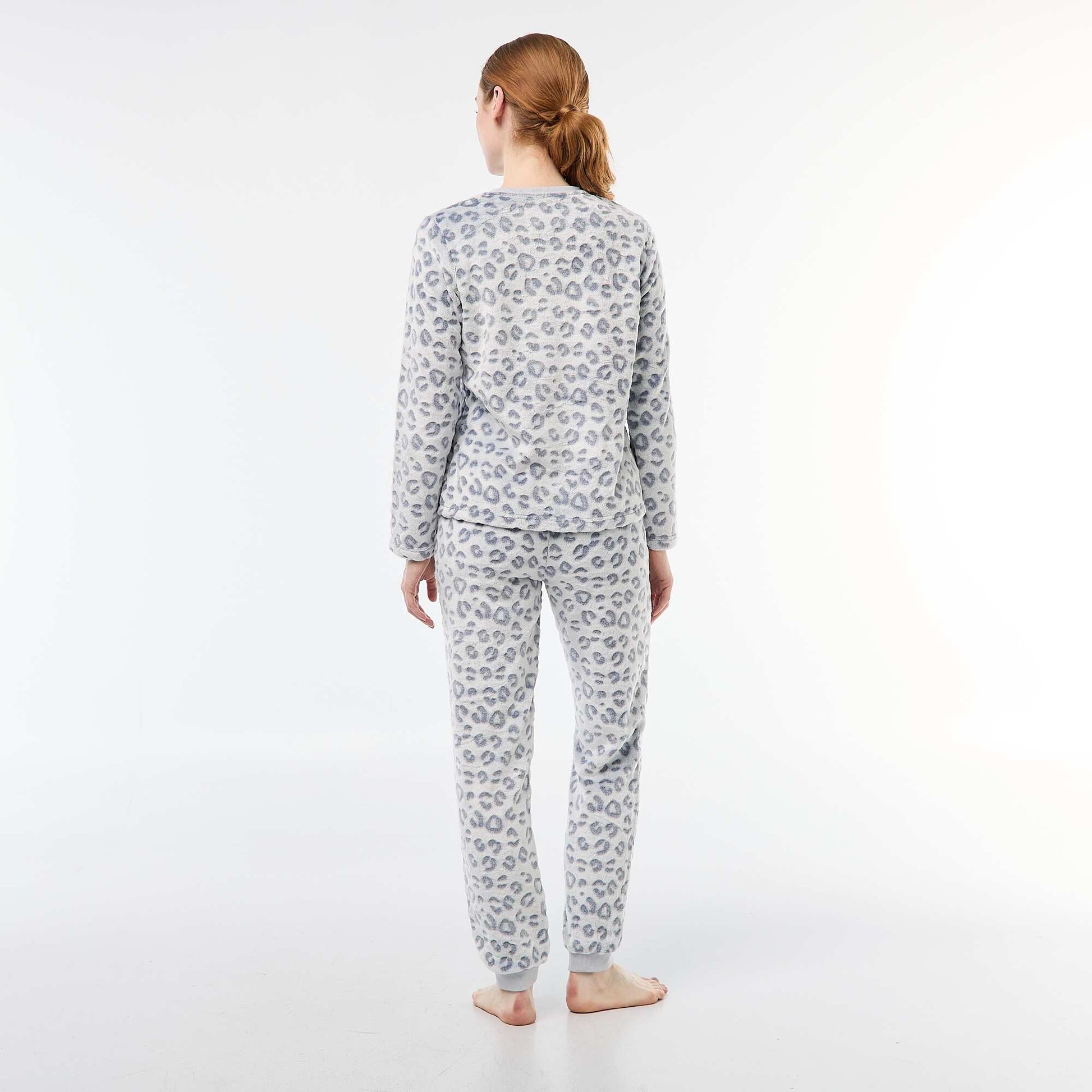 Pyjama long en maille doudou - 2 pièces GRIS