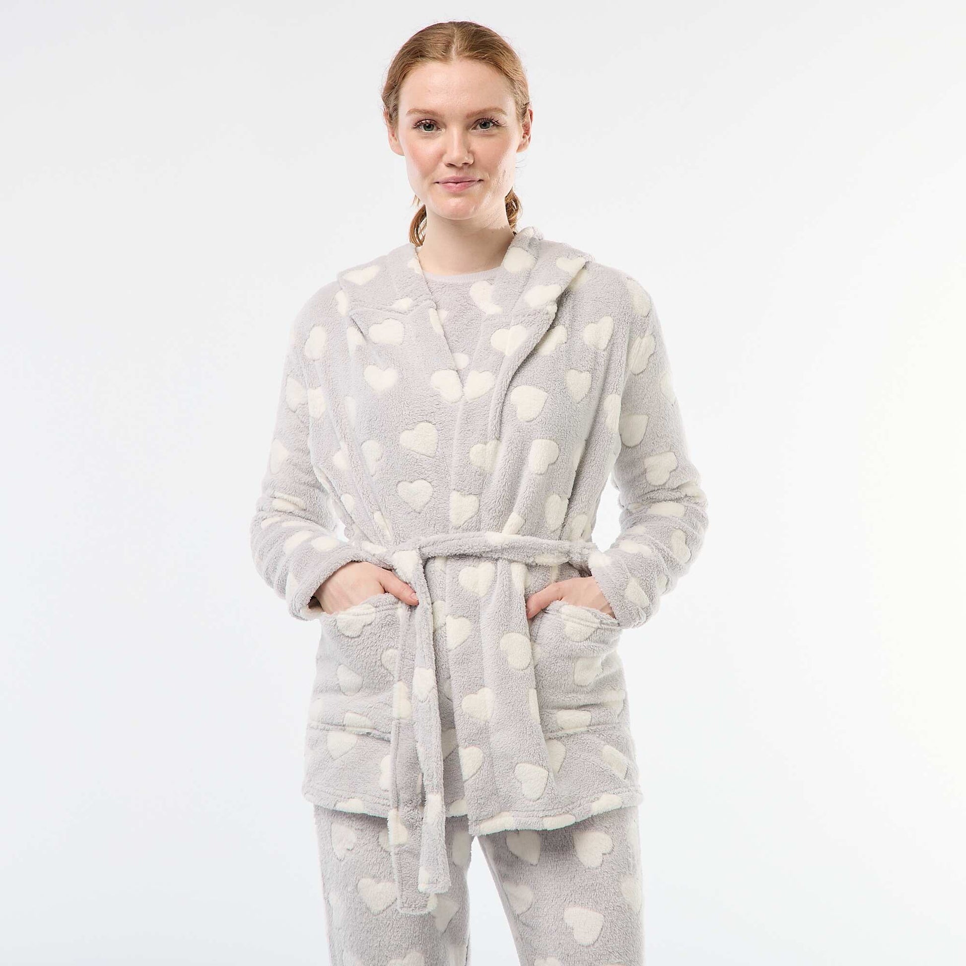 Peignoir doux en polaire GRIS