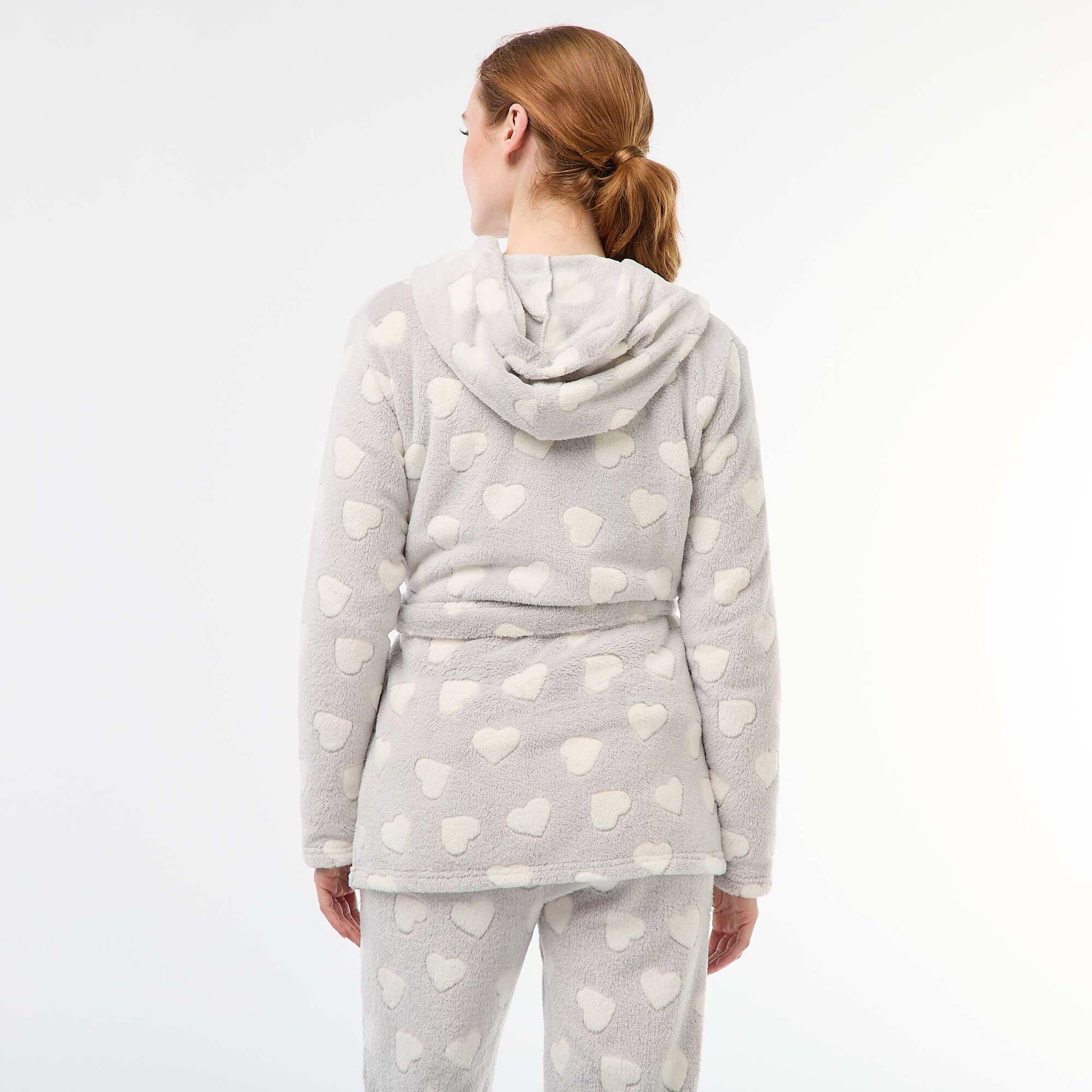Peignoir doux en polaire GRIS