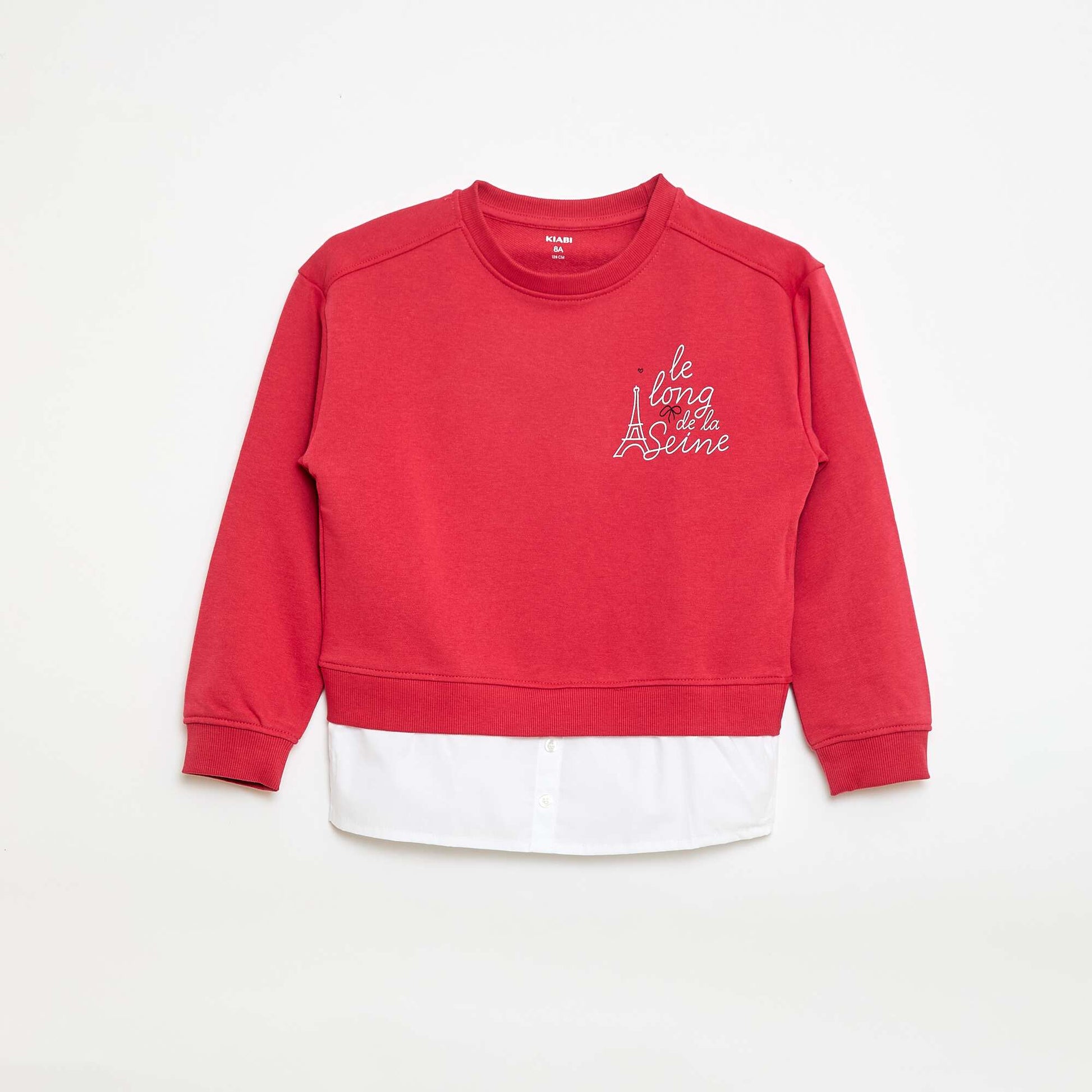 Tee-shirt chemise effet 2 en 1 ROUGE