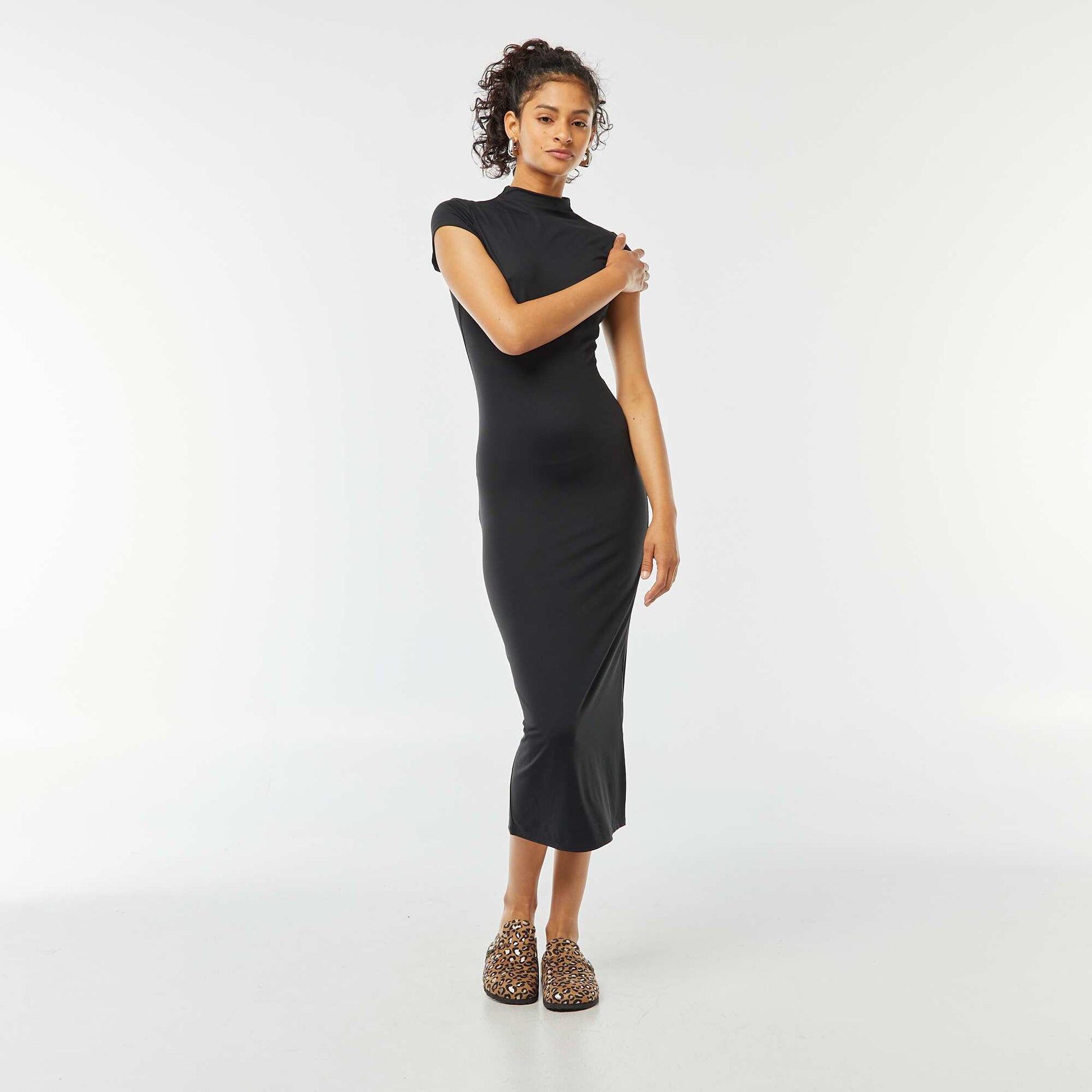 Robe longue effet peau pêche NOIR