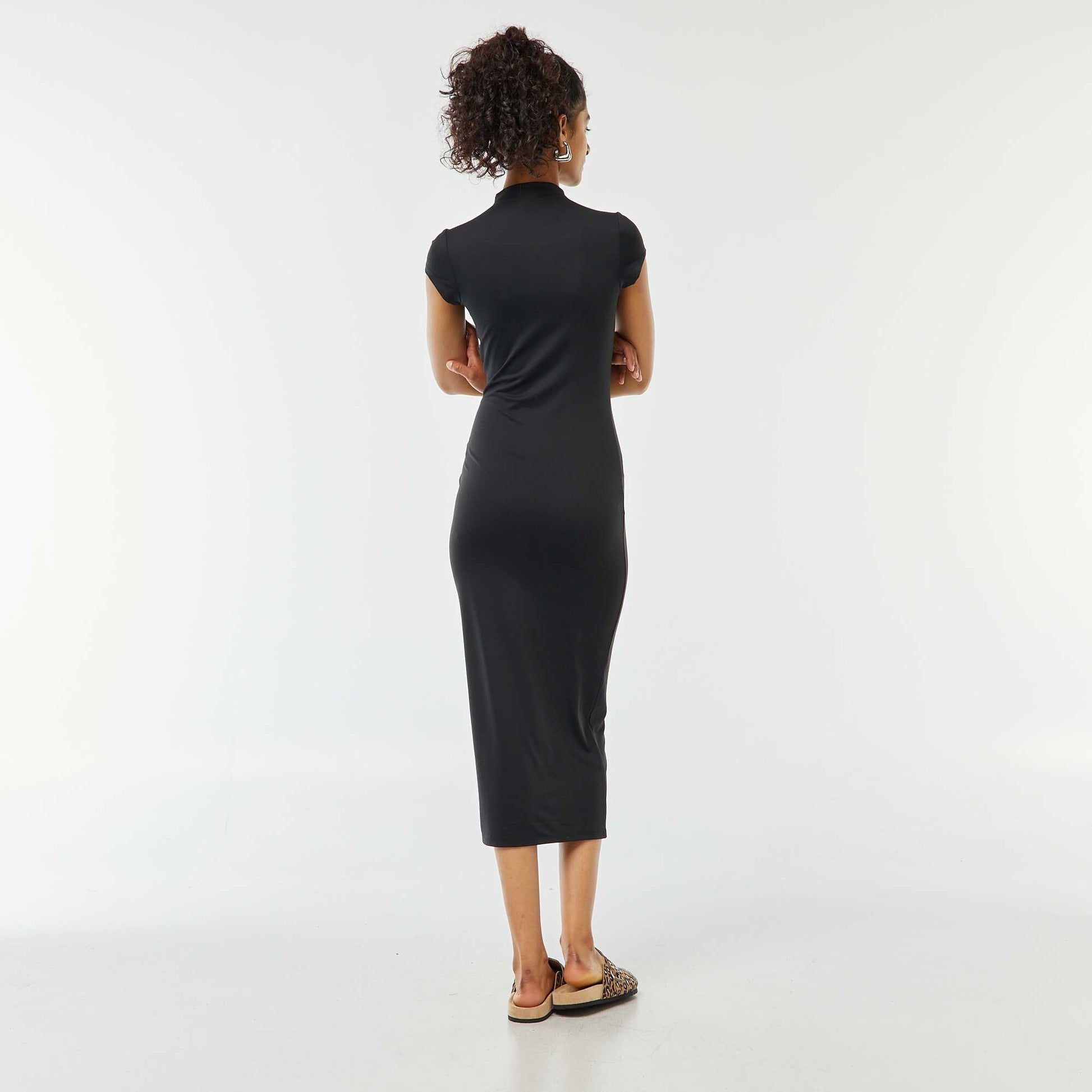 Robe longue effet peau pêche NOIR