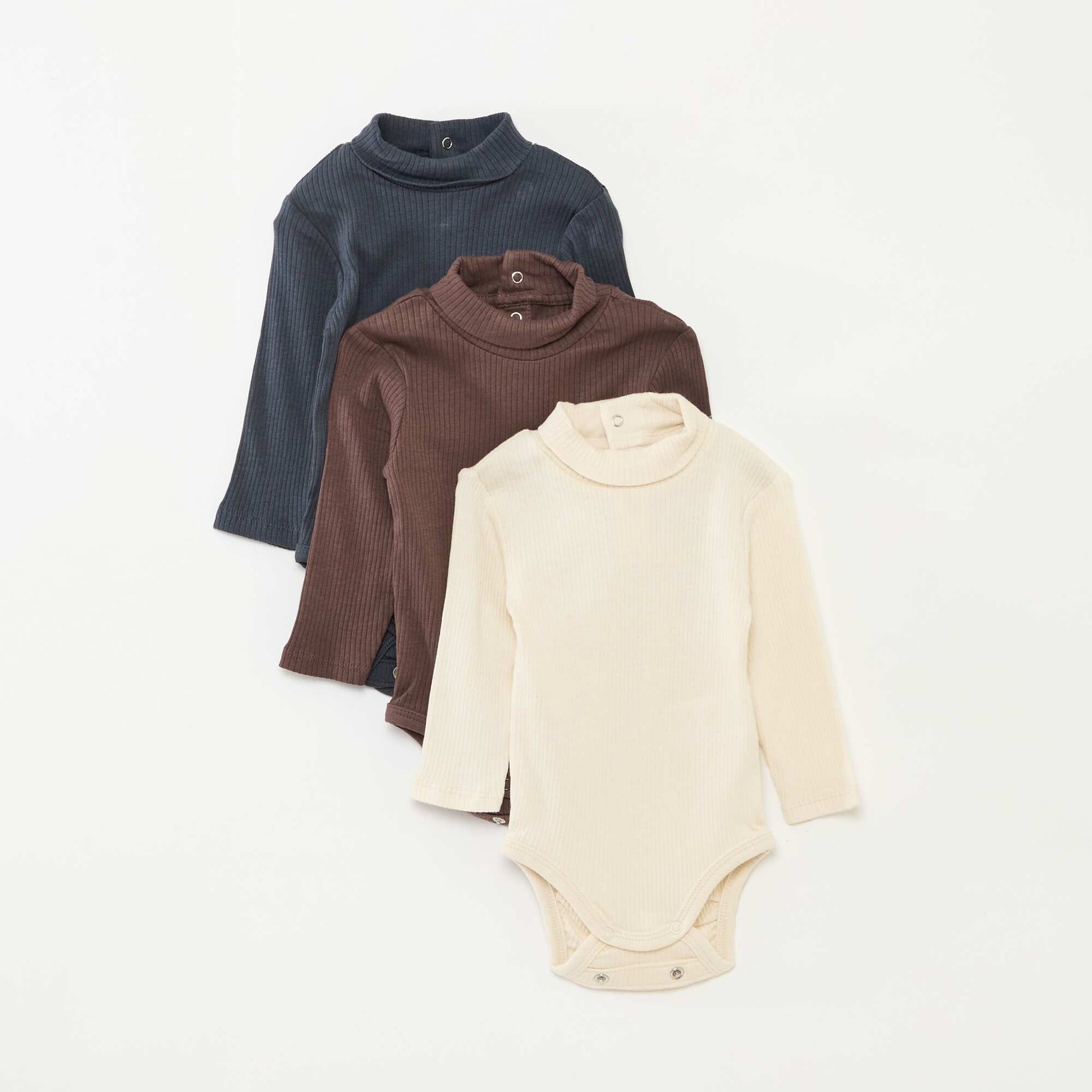 Lot de 3 bodies évolutifs en maille pointelle BEIGE