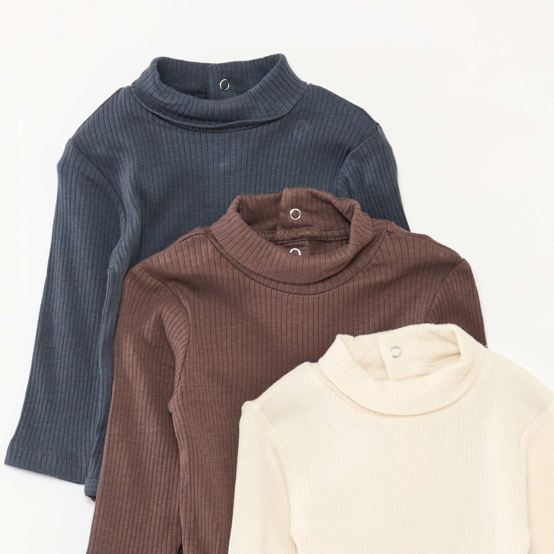 Lot de 3 bodies évolutifs en maille pointelle BEIGE